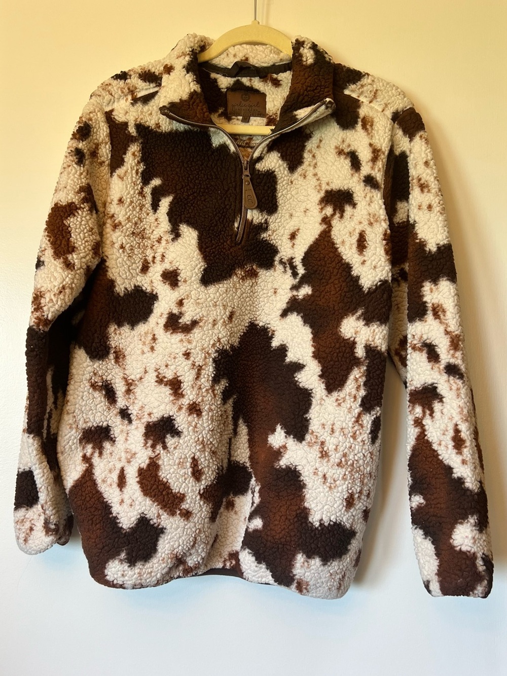 Cozy Quarter-Zip Sherpa Pullover - Brown & Cream